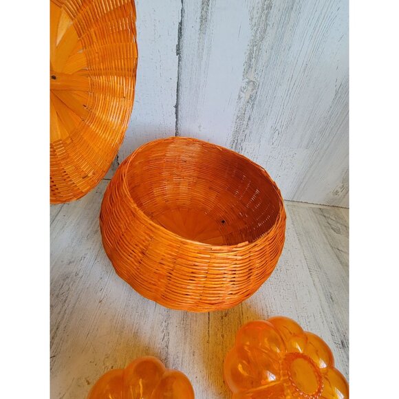 Pumpkin container set wicker basket Halloween home decor set - Picture 6 of 11
